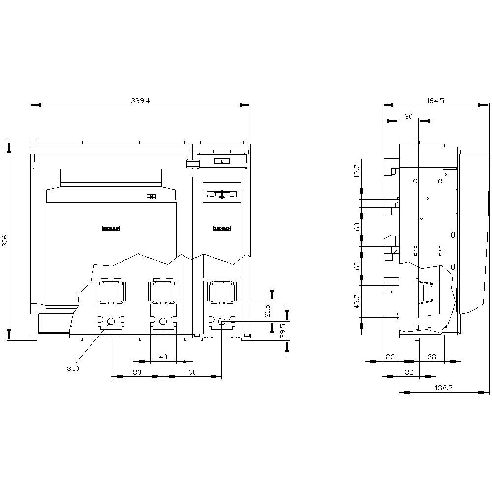 Siemens 3NP11641BC10 Sicherungs-Lasttrennschalter Sicherungsgröße = 3 630A 690 V/AC, 440 V/DC 1St.
