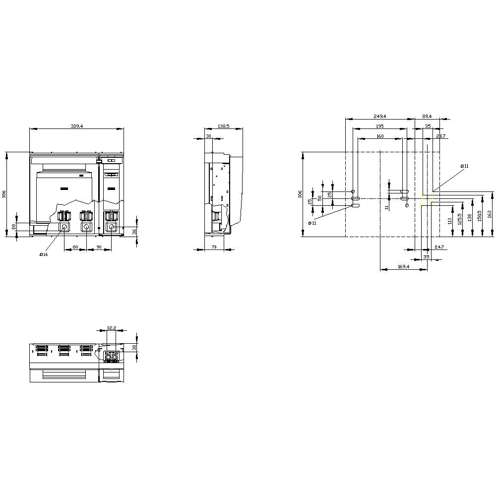 Siemens 3NP11641DA20 Sicherungs-Lasttrennschalter Sicherungsgröße = 3 630A 690 V/AC, 440 V/DC 1St.
