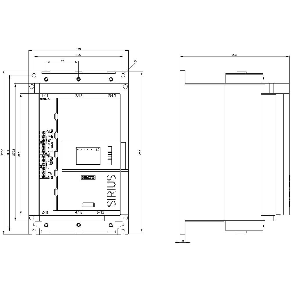 Siemens 3RW5227-1TC15 3RW52271TC15 Sanftstarter Motorleistung bei 400V 45kW Motorleistung bei 230V 22kW 200 V, 600V Nennstrom 93A