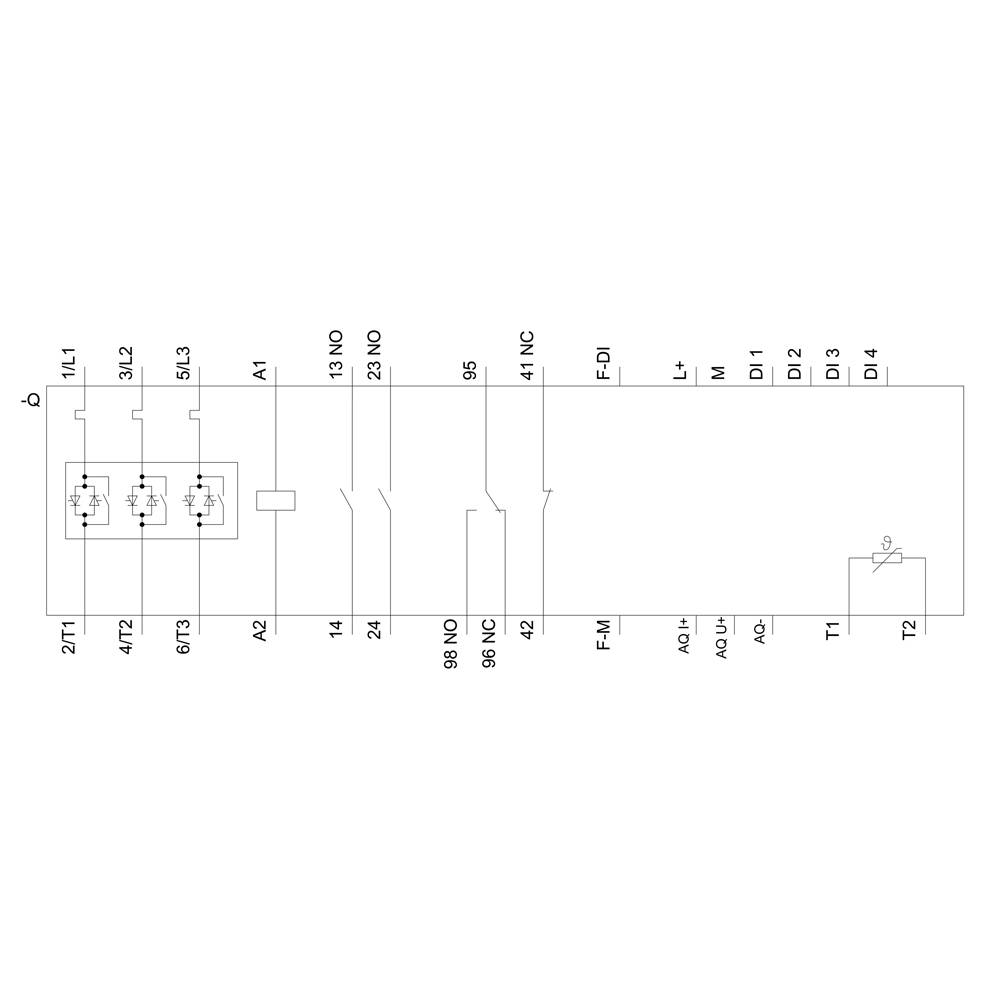Schematischer Schaltplan eines elektrischen Schaltkreises mit mehreren Kontaktpunkten und Anschlussklemmen, die unterschiedliche Leitungswege zeigen.
