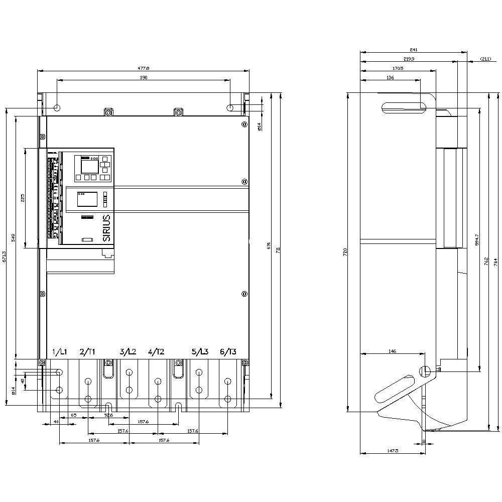Siemens 3RW5552-2HA16 3RW55522HA16 Sanftstarter Motorleistung bei 400V 355kW Motorleistung bei 230V 200kW 200 V, 690V Nennstrom