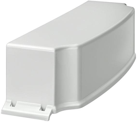 Ein rechteckiges, graues Kunststoffgehäuse mit abgerundeten Kanten. Es hat eine glatte Oberfläche und ist an einer Seite leicht gebogen.