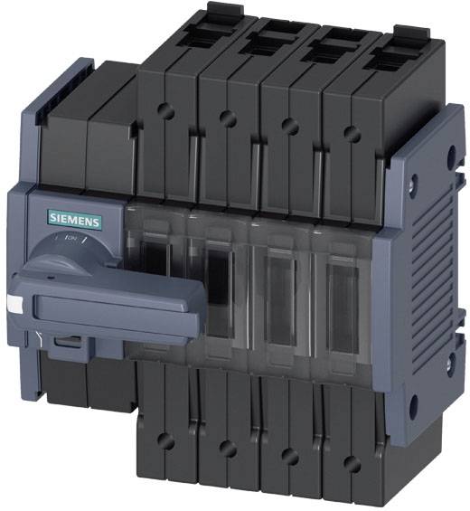 Leistungsschalter von Siemens mit fünf schwarzen Schaltern und einem blauen Hebel. Standardgerät zur elektrischen Absicherung.