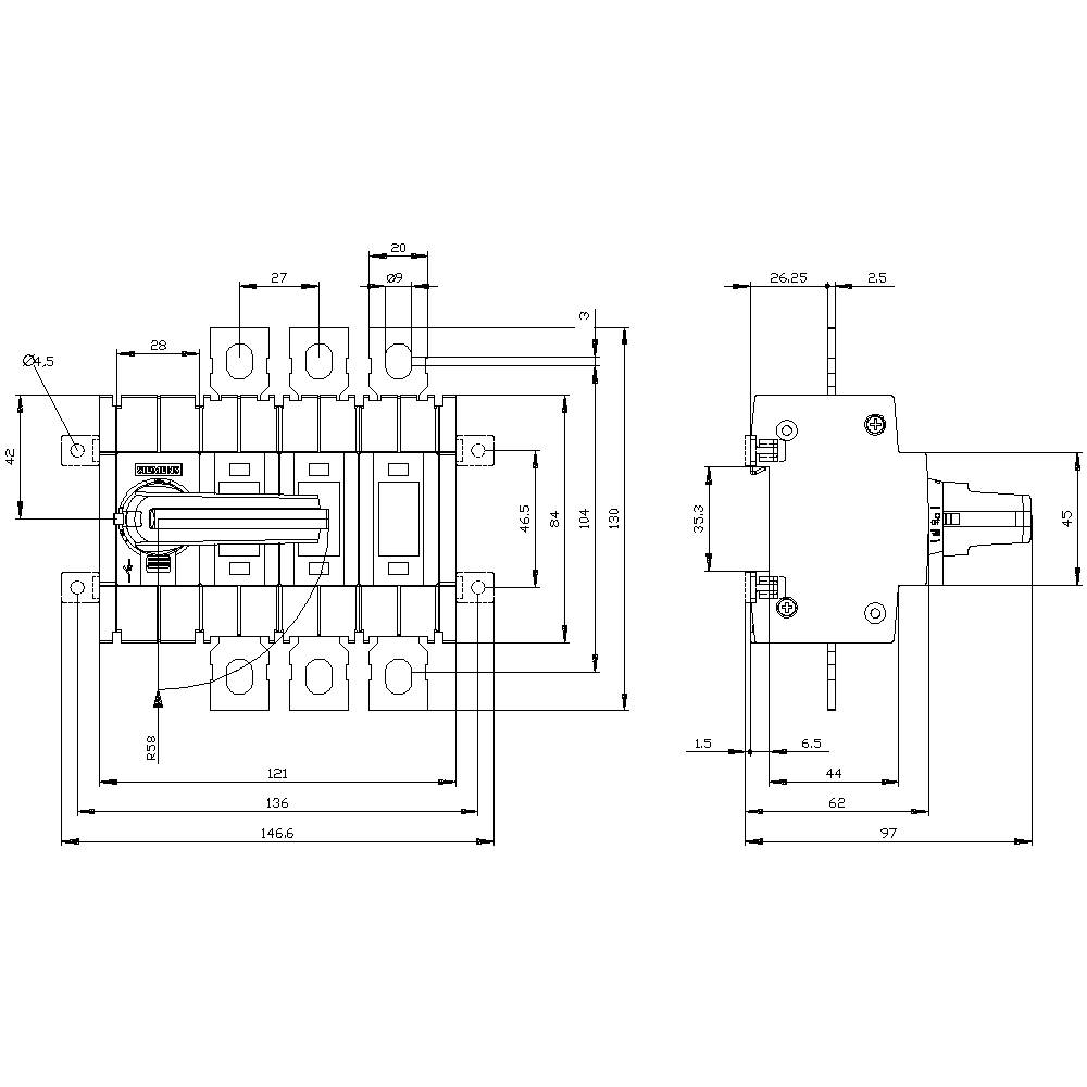 Siemens Lasttrennschalter Grau 250A 4 Wechsler 3KD38320NE100
