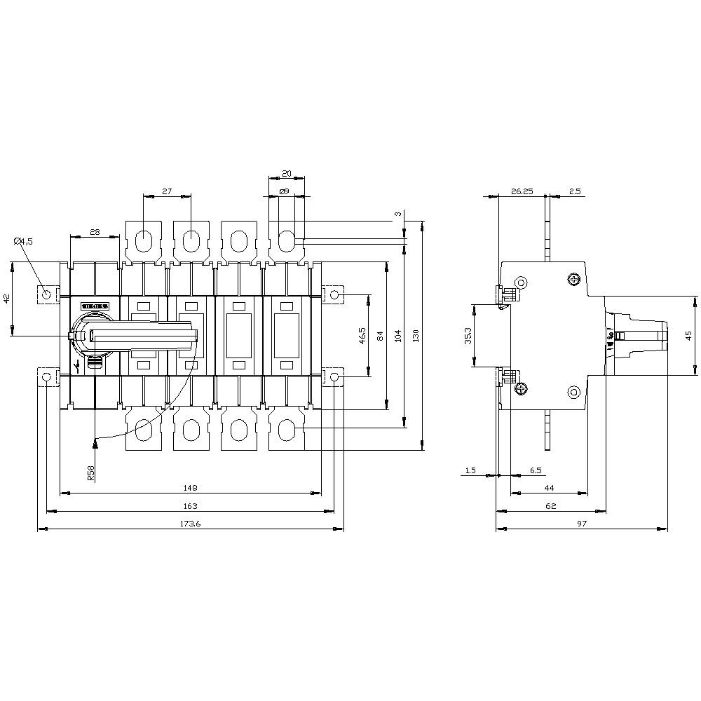 Siemens Lasttrennschalter Grau 250A 4 Wechsler 3KD38420NE100
