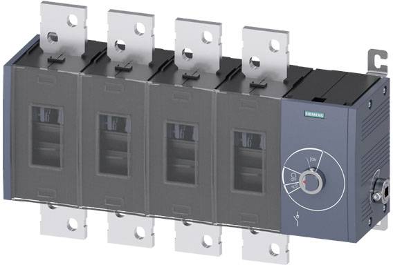 Industrieschalter mit vier Schaltern, Metallkontakten und Griff für manuelles Einstellen. Herstellername auf der Vorderseite.