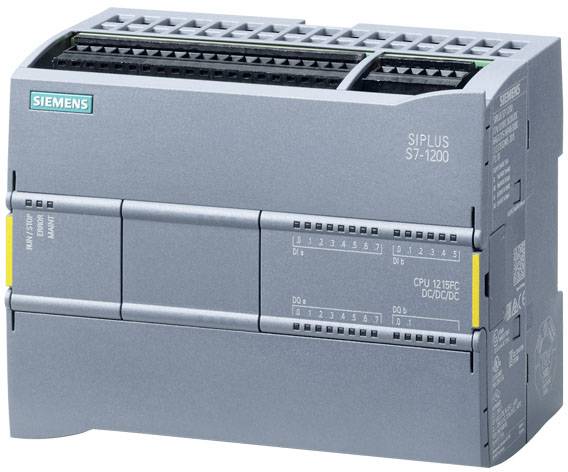 Eine industrielle Steuerungseinheit, Modell 'Siemens Siplus S7-1200', mit mehreren Anschlussklemmen und einem kompakten Gehäuse.