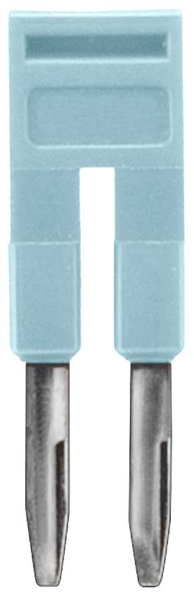 Eine blaue Flachsicherung mit zwei Metallklemmen, die zur Stromkreissicherheit in elektronischen Geräten eingesetzt wird.