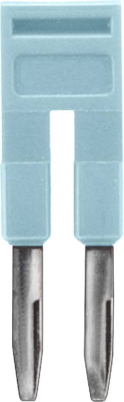 Ein blauer Sicherungsstecker mit zwei Metallkontakten.