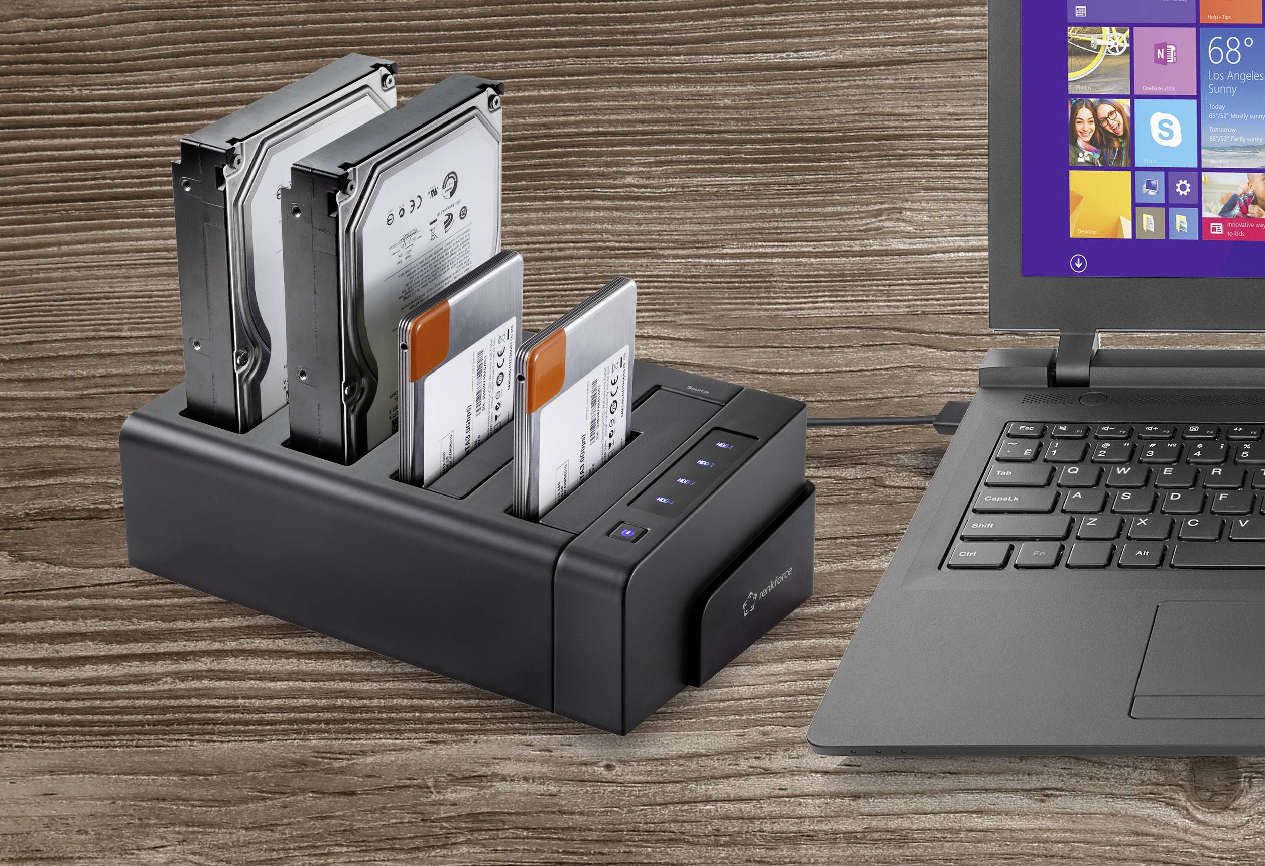 Renkforce USB 3.2 Gen 1 SATA 6 Gb/s 4 Port Festplatten-Kopierstation 2.5 Zoll, 3.5 Zoll mit Clone-F