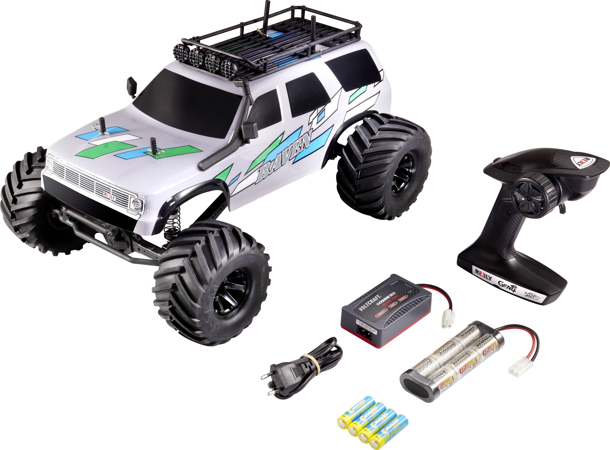 Reely Raven Grau Brushed 1:10 RC Modellauto Elektro Crawler Allradantrieb (4WD) 100% RtR 2,4GHz inkl. Akku, Ladegerät und