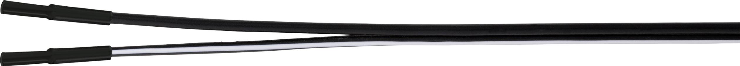 Schwarze und weiße Drähte, parallel angeordnet, abgeschnittene Enden.