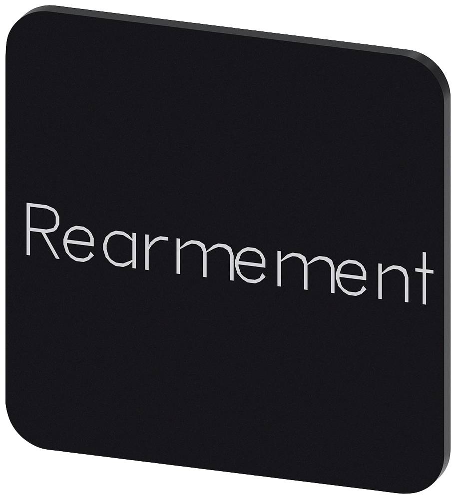 Das Bild zeigt ein schwarzes Schild mit dem weißen Schriftzug 'Rearmement'.
