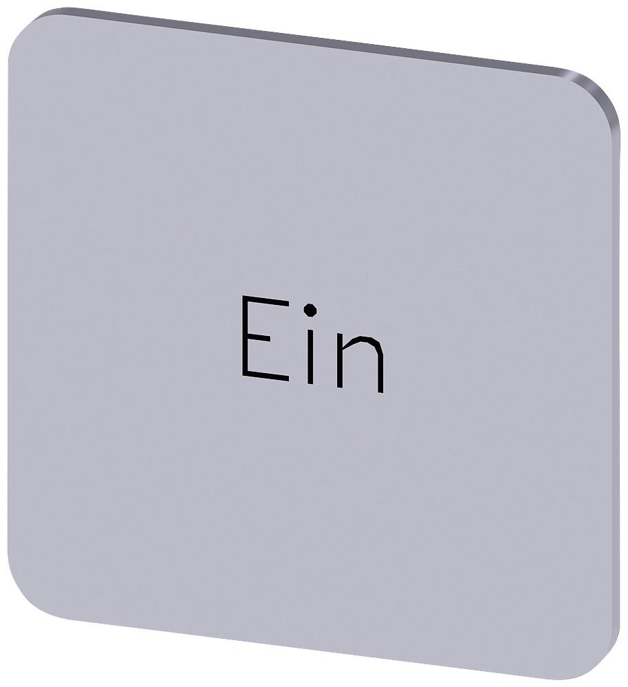 Eine graue quadratische Taste mit dem Wort 'Ein', symbolisiert das Einschalten eines Geräts oder einer Funktion.