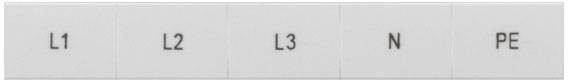Beschriftung auf einer Oberfläche: 'L1', 'L2', 'L3', 'N', 'PE'.