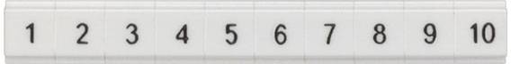 Linealansicht von eins bis zehn in schwarzen Ziffern auf weißem Hintergrund.
