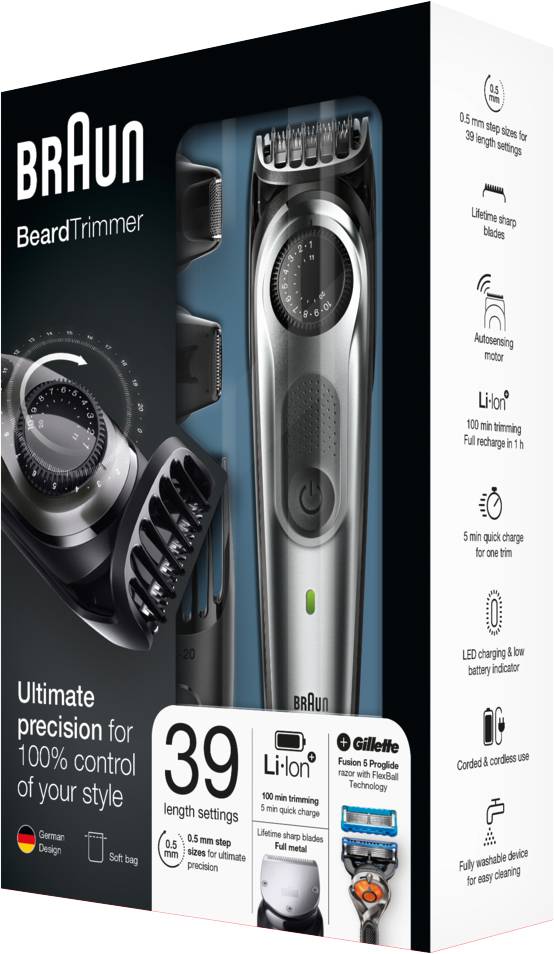 Braun BT 7020 Bartschneider abwaschbar Schwarz