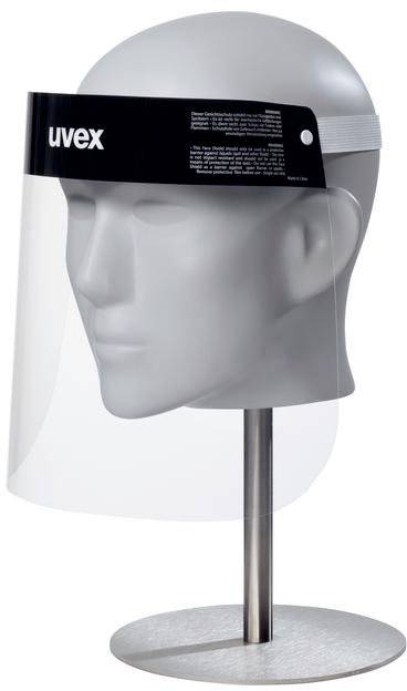 Uvex 9710 PET 9710514 Schutzvisier mit Antibeschlag-Schutz, inkl. Kopfhalterung Transparent, Weiß DIN EN 166