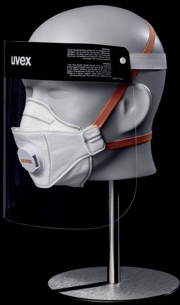 Uvex 9710 PET 9710514 Schutzvisier mit Antibeschlag-Schutz, inkl. Kopfhalterung Transparent, Weiß DIN EN 166