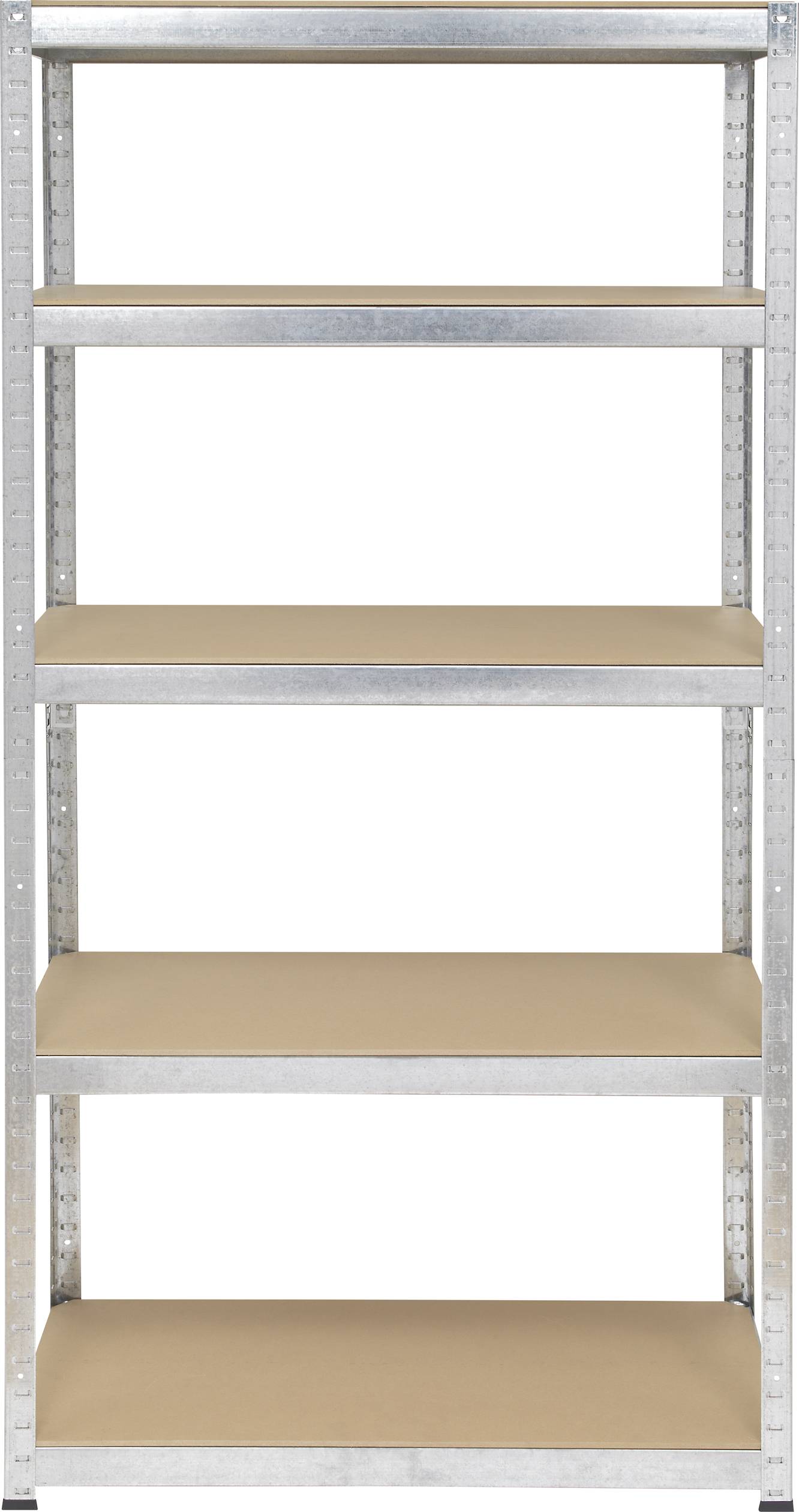 TOOLCRAFT 2265279 Schwerlastregal 265kg (B x H x T) 900 x 1800 x 450mm Metall, MDF matt Verzinkt, Silber Holzboden