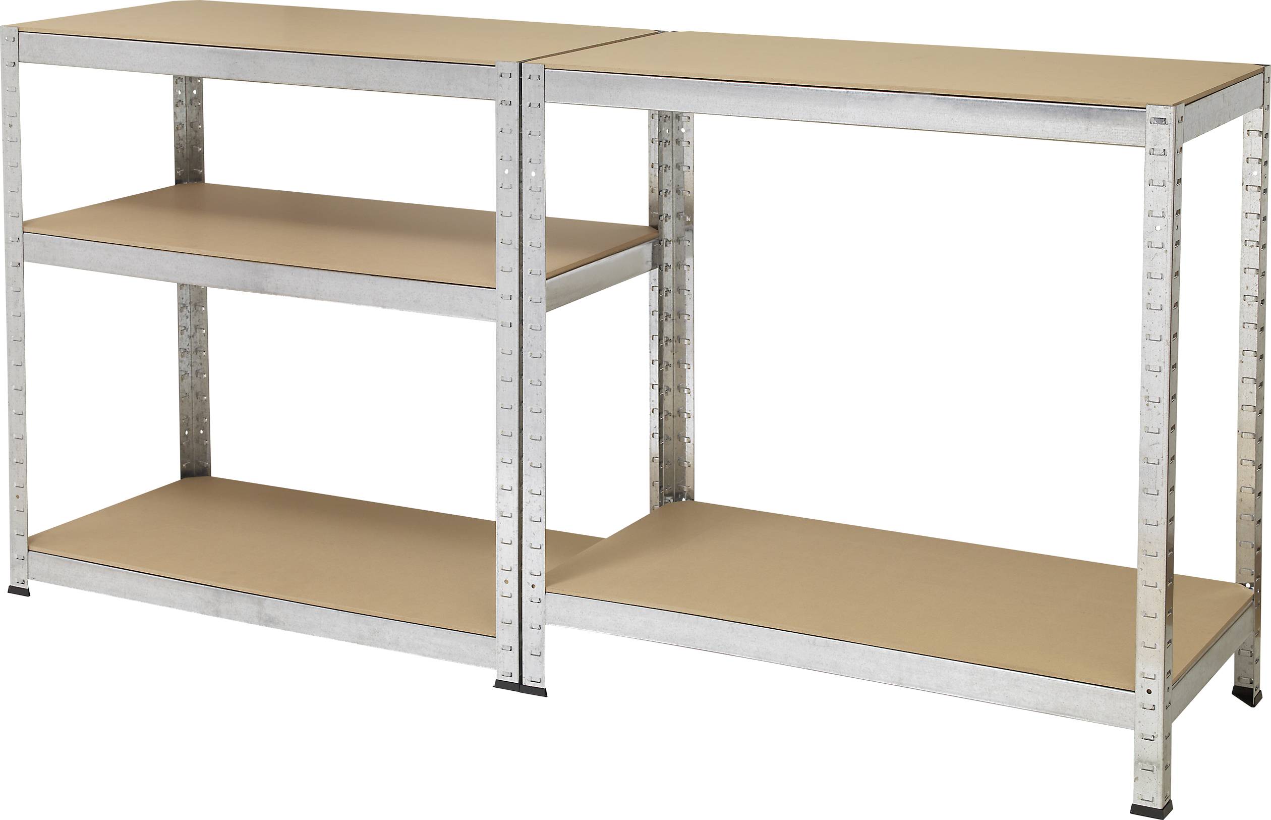 TOOLCRAFT 2265279 Schwerlastregal 265kg (B x H x T) 900 x 1800 x 450mm Metall, MDF matt Verzinkt, Silber Holzboden