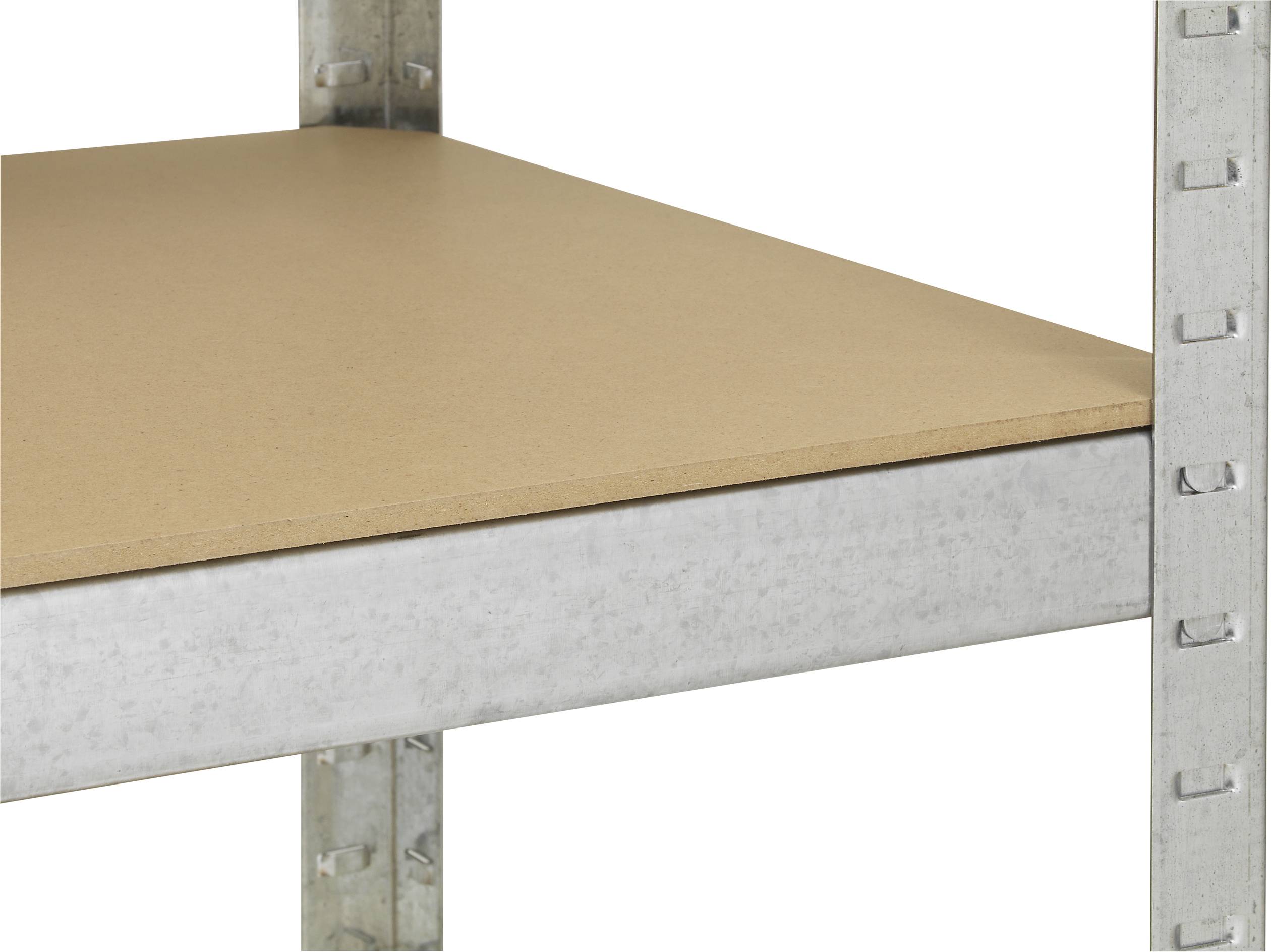 TOOLCRAFT 2265279 Schwerlastregal 265kg (B x H x T) 900 x 1800 x 450mm Metall, MDF matt Verzinkt, Silber Holzboden