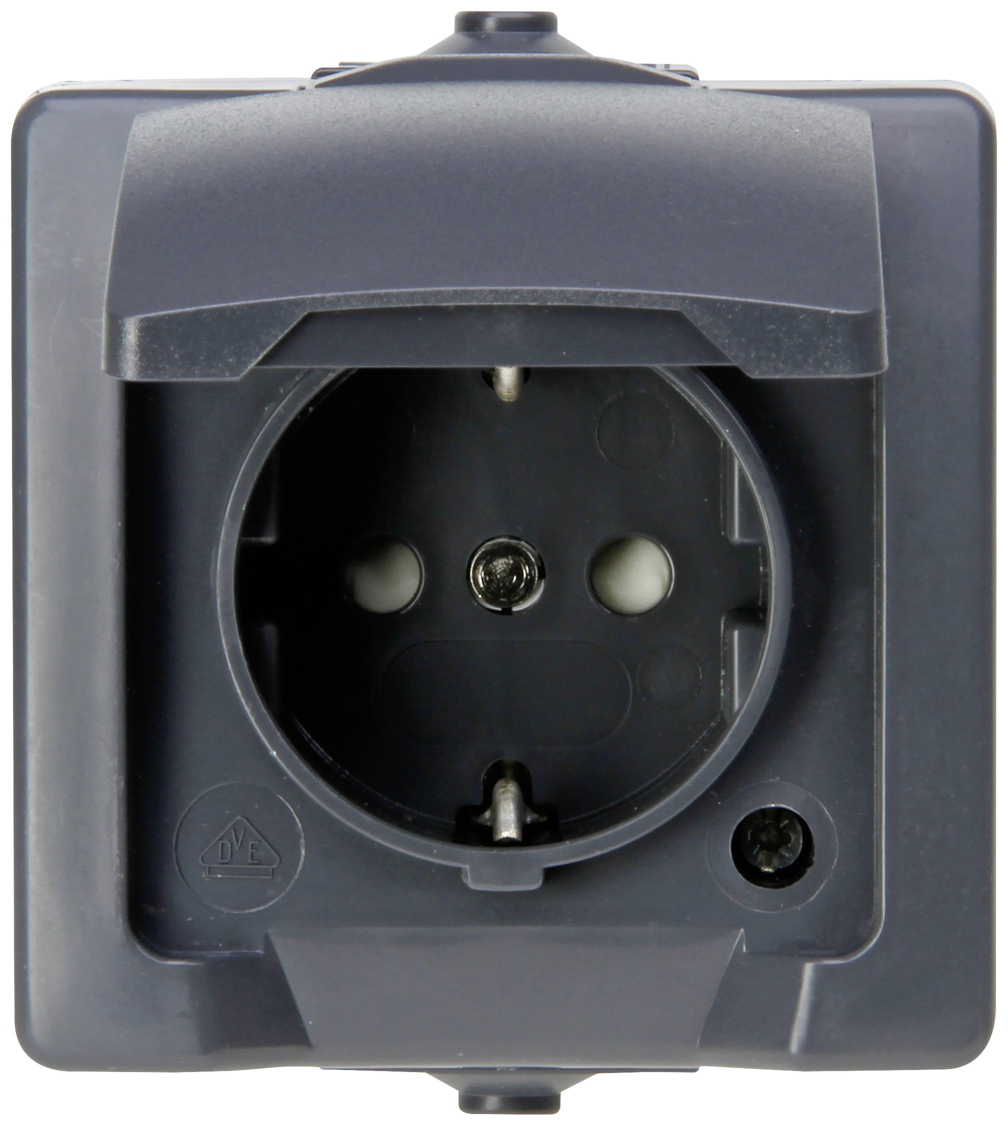 Kopp 107815006 Feuchtraum-Schalterprogramm Steckdose mit Klappdeckel Nautic Anthrazit 1 St.