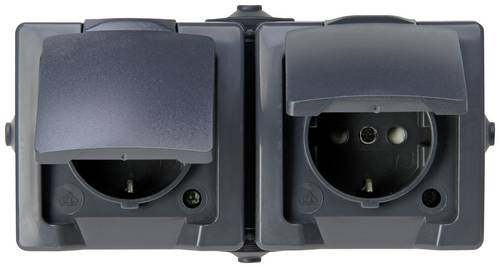 Kopp 137055001 Feuchtraum-Schalterprogramm Steckdose mit Klappdeckel Nautic Anthrazit 1 St.