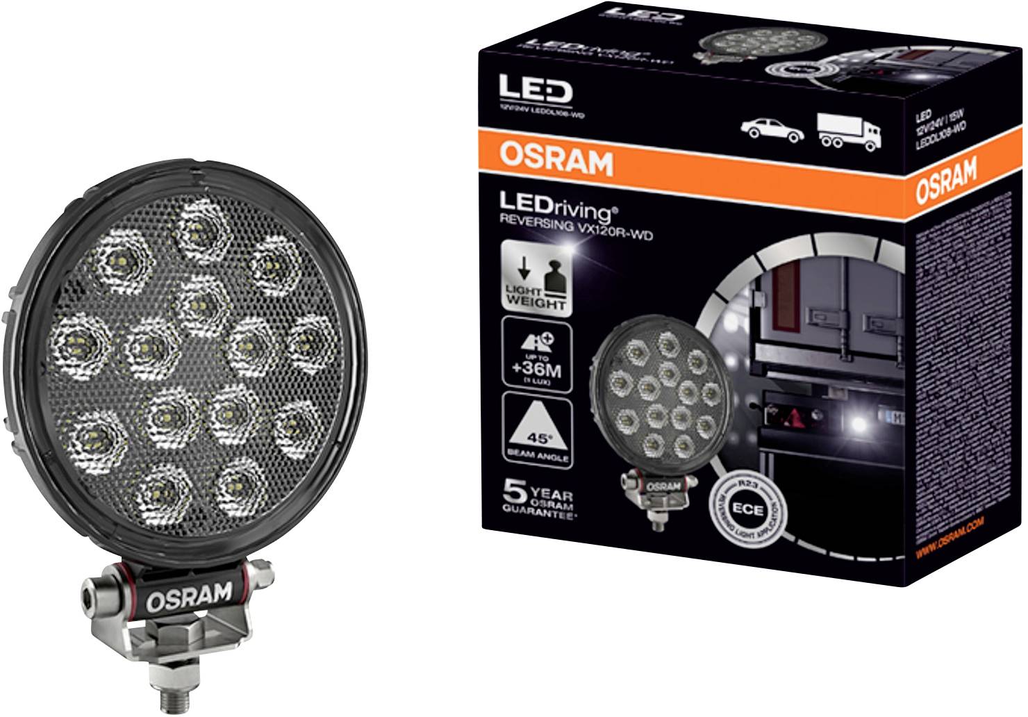 OSRAM Rückfahrscheinwerfer 12 V, 24 V LEDriving Reversing VX 120R-WD, runder LED Rückfahrscheinwerf