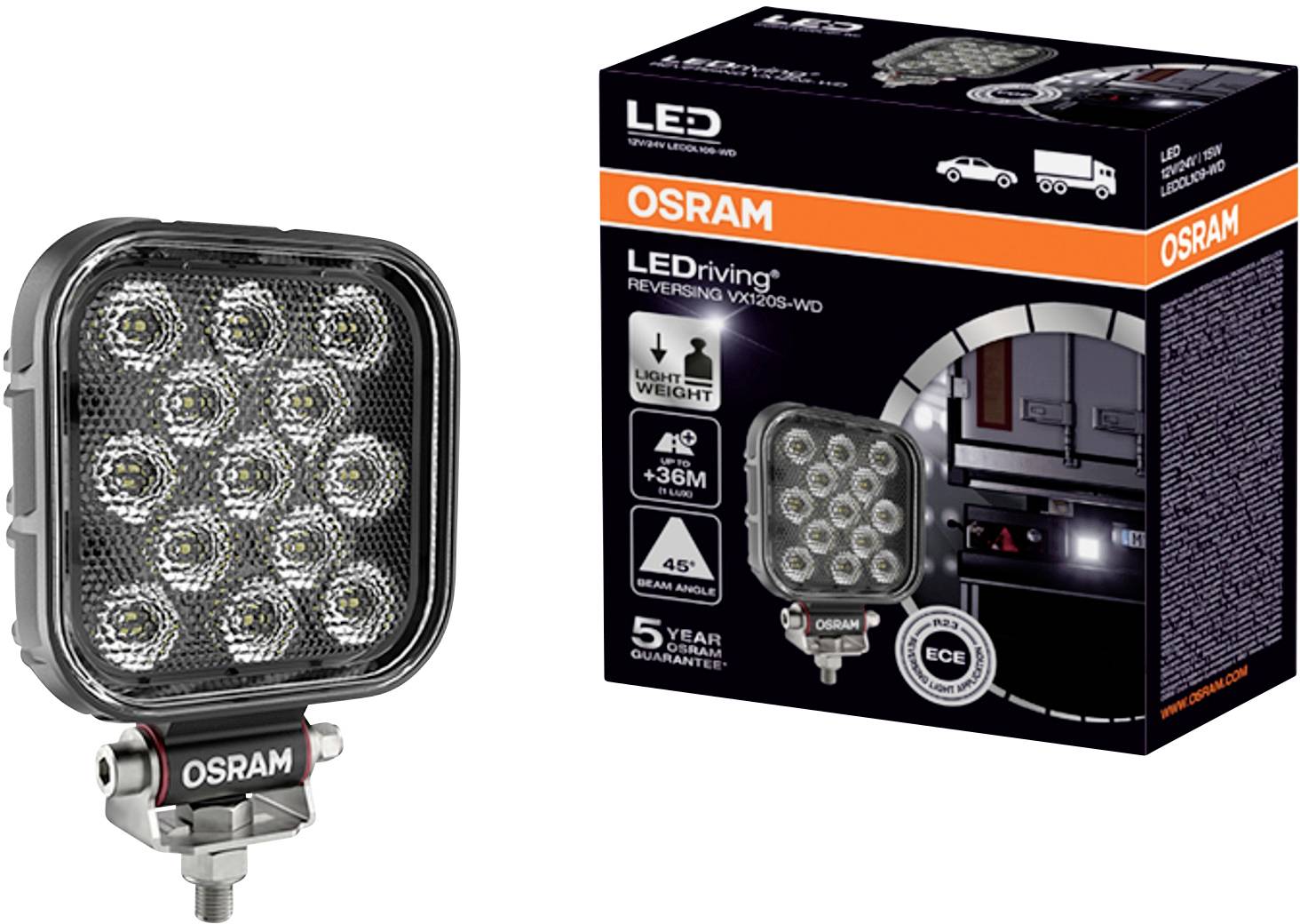 Osram Automotive Rückfahrscheinwerfer 12 V, 24V LEDriving Reversing VX 120S-WD, quadratischer LED Rückfahrscheinwerfer