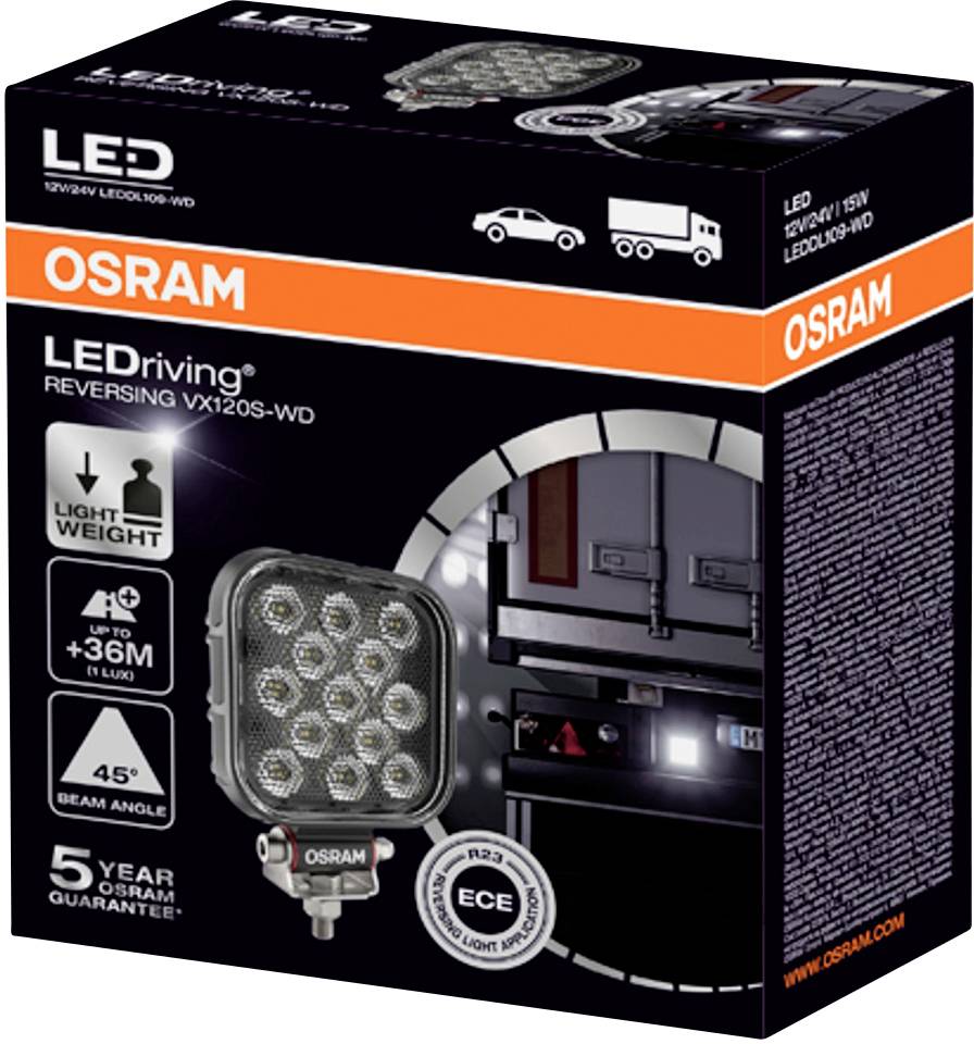 Osram Automotive Rückfahrscheinwerfer 12 V, 24V LEDriving Reversing VX 120S-WD, quadratischer LED Rückfahrscheinwerfer