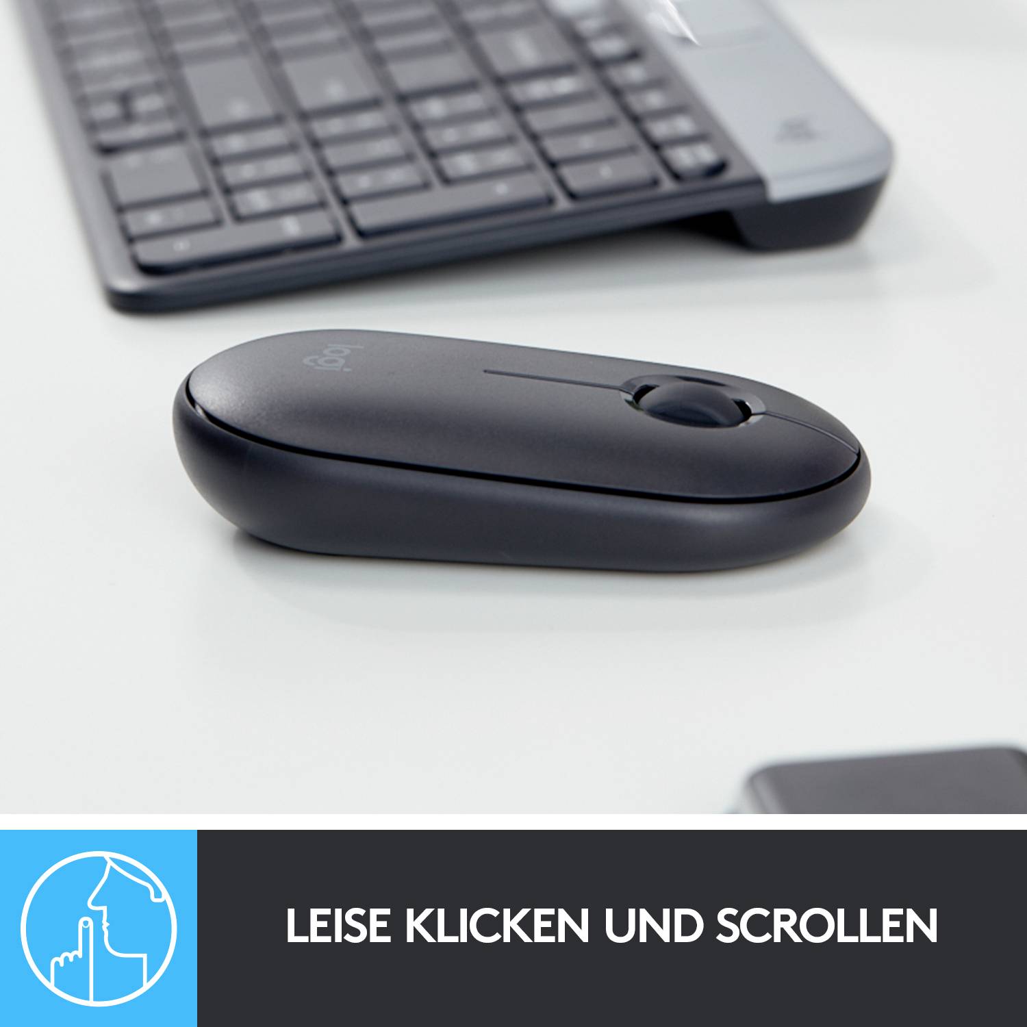 Logitech Pebble M350 Maus Bluetooth®, Funk Optisch Schwarz 3 Tasten 1000 dpi Geräuscharme Tasten