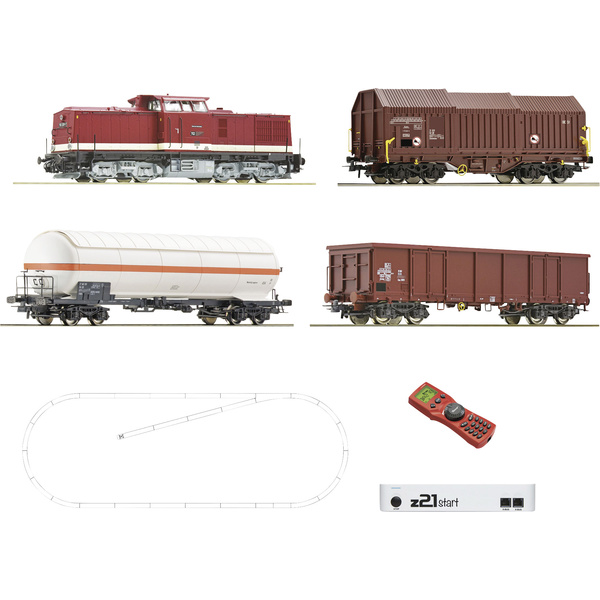 Roco 51321 z21start Digitalset: Diesellokomotive BR 114 mit Güterzug, DR
