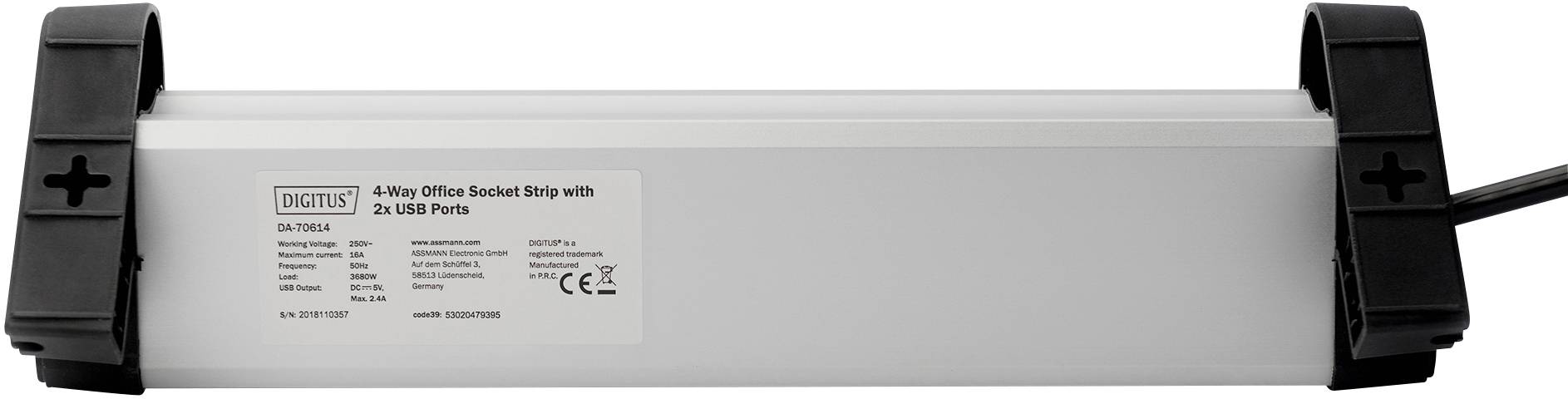 Digitus DA-70614 Steckdosenleiste mit Schalter Aluminium, Alusilber, Schwarz, Silber Schutzkontakt 1St.