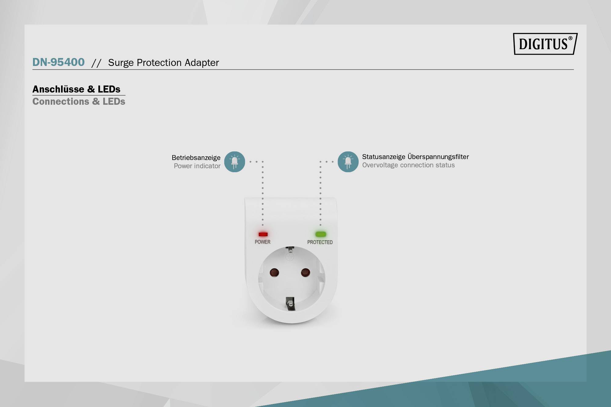 Digitus DN-95400 DN-95400 Überspannungsschutz-Zwischenstecker Überspannungsschutz für: Steckdosen 13.5 kA 1 St.
