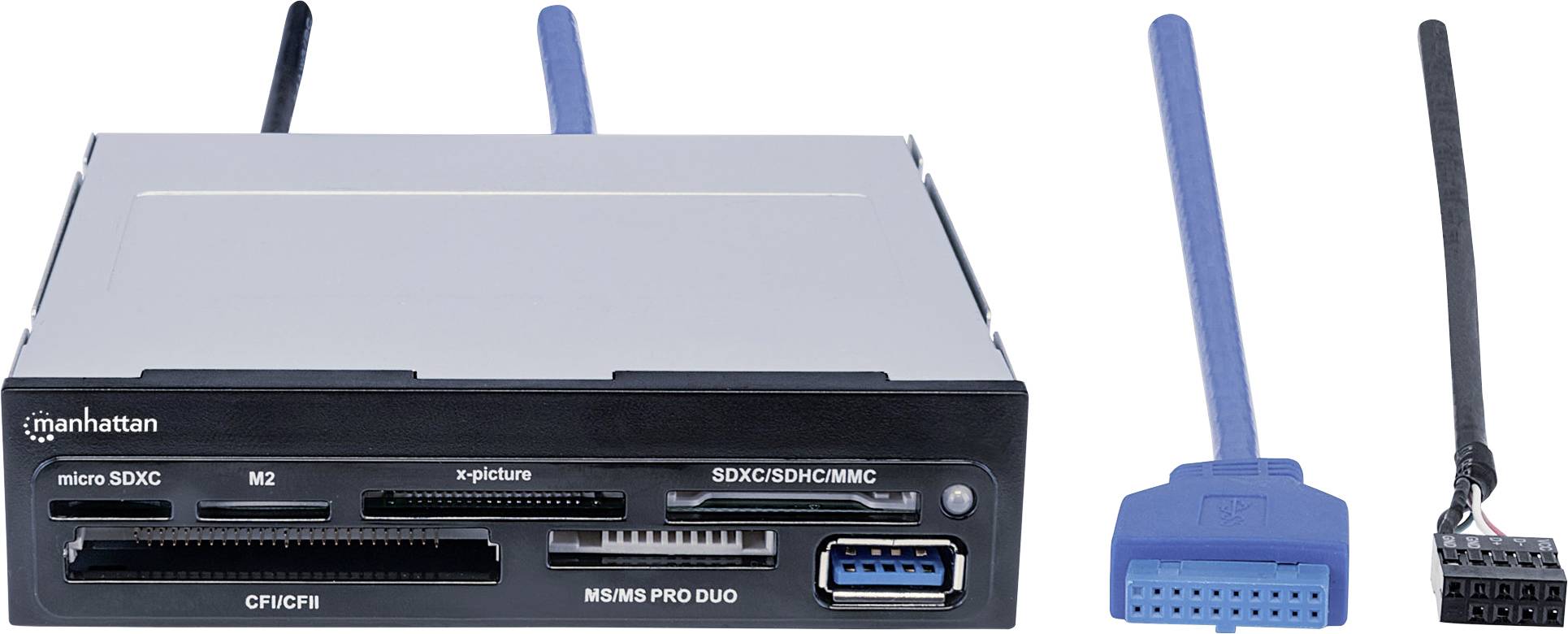 Manhattan Multi-Card 48-in-1 Einbau-Speicherkartenleser 8.9 cm (3.5") USB 2.0 (Mainboard), USB 3.2 Gen 1 (Mainboard)