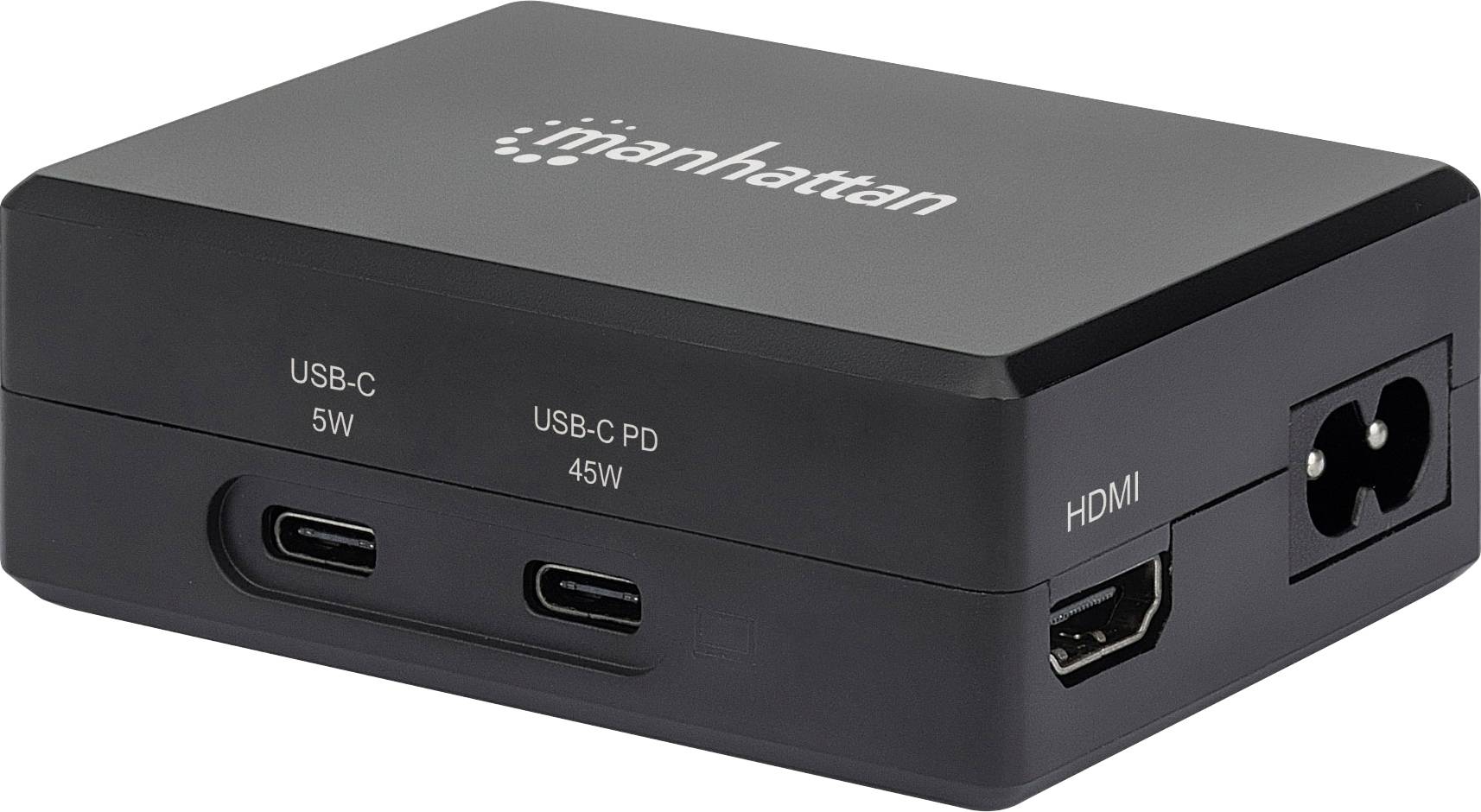 Manhattan USB-C® Dockingstation Smart Video PD-Ladehub 1xHDMI 1xUSB-C PD(45W) 1xUSB-C(5V/1A) 2xUSB3.2 Gen1 Typ A Passend für Marke Dockingstations: