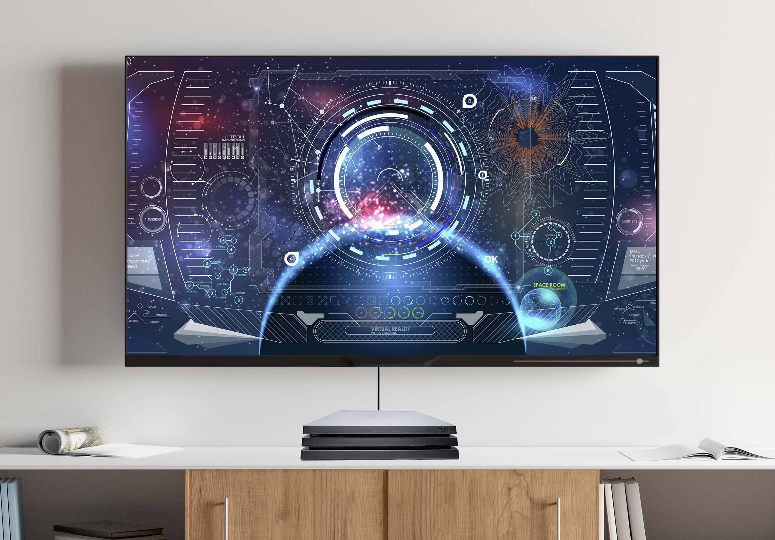 Futuristisches Interface in einem blauen Farbschema auf einem Bildschirm; zeigt Datenvisualisierungen, Grafiken und technische Details.