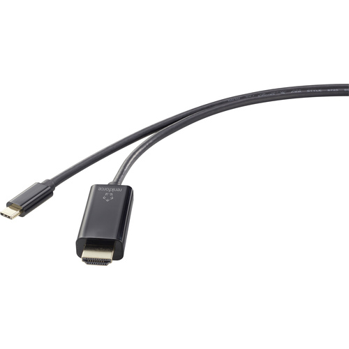 Renkforce USB-C® / HDMI Adapterkabel USB-C® Stecker, HDMI-A Stecker 1.80 m Schwarz UHD 4K @ 60 Hz R