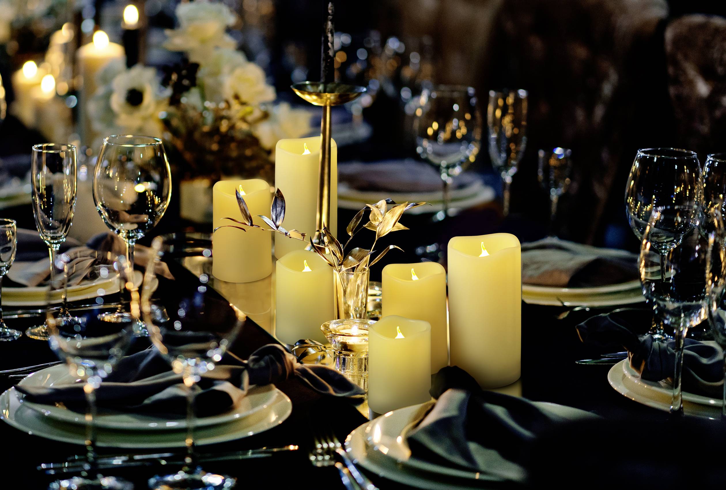 Sygonix SY-4531612 LED-Kerze 3er Set Elfenbein Warmweiß (Ø x H) 7.5cm x 15cm Timer