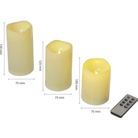 Sygonix SY-4531612 LED-Kerze 3er Set Elfenbein Warmweiß (Ø x H) 7.5cm x 15cm Timer Sygonix SY-4531612 LED-Kerze 3er Set Elfenbein Warmweiß (Ø x H) 7.5cm x 15cm Timer