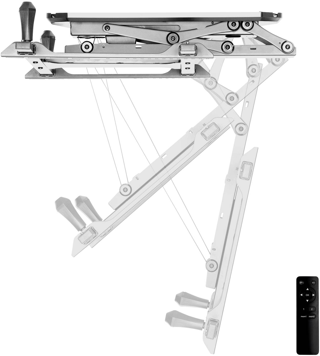My Wall HL 41 MWL TV-Deckenhalterung Deckenhalter, Motorisiert, Höhenverstellbar, Schwenkbar Weiß