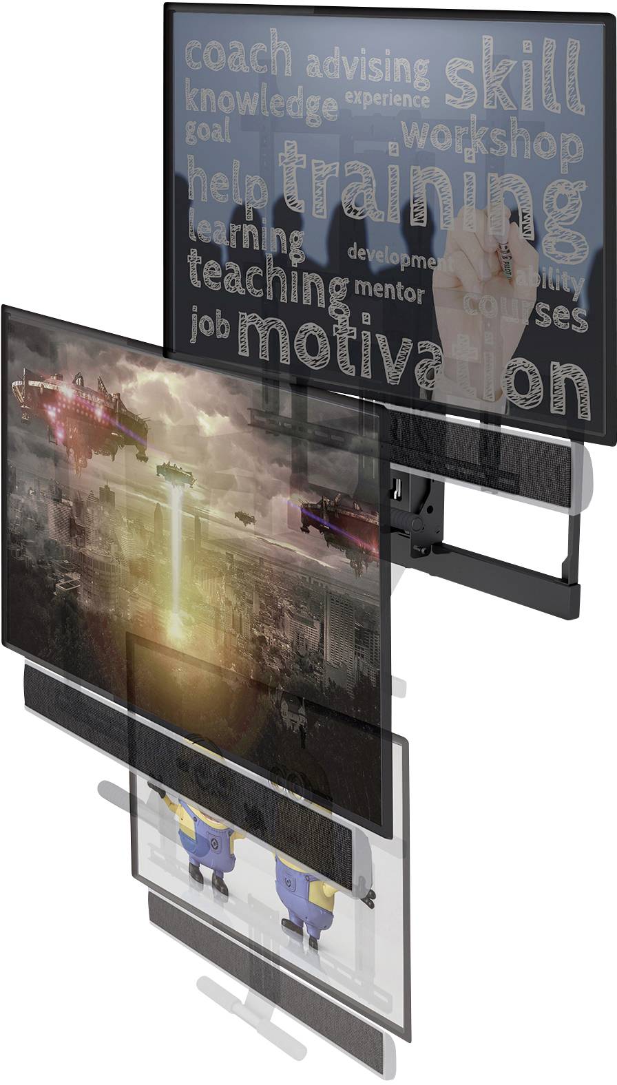 My Wall HP 55 L TV-Wandhalterung Gasdruck-Technik, Höhenverstellbar, Neigbar, Schwenkbar Höhenverstellbar, Drehbar, Neigbar, Rotierbar