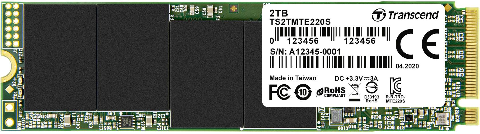 Transcend 220S 2 TB Interne M.2 PCIe NVMe SSD 2280 M.2 NVMe PCIe 3.0 x4 Retail TS2TMTE220S