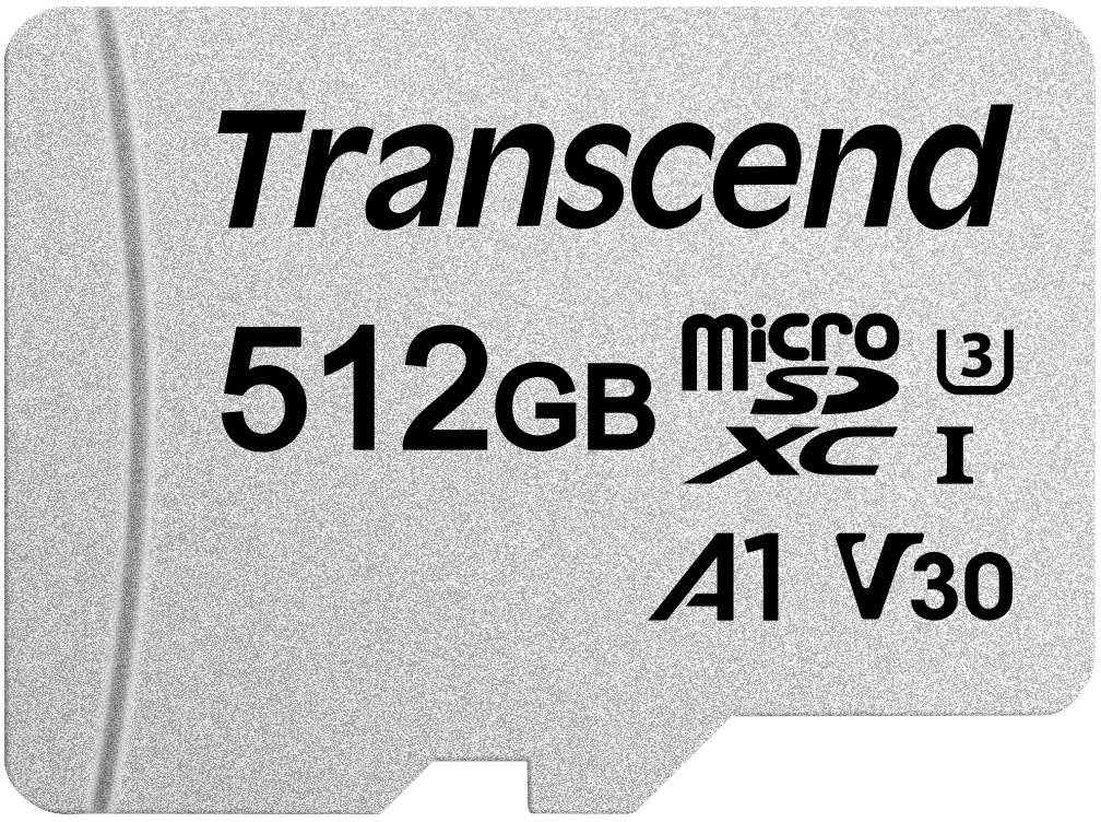 Transcend Premium 300S microSDXC-Karte 512GB Class 10, UHS-I, UHS-Class 3, v30 Video Speed Class, A1 Application Performance