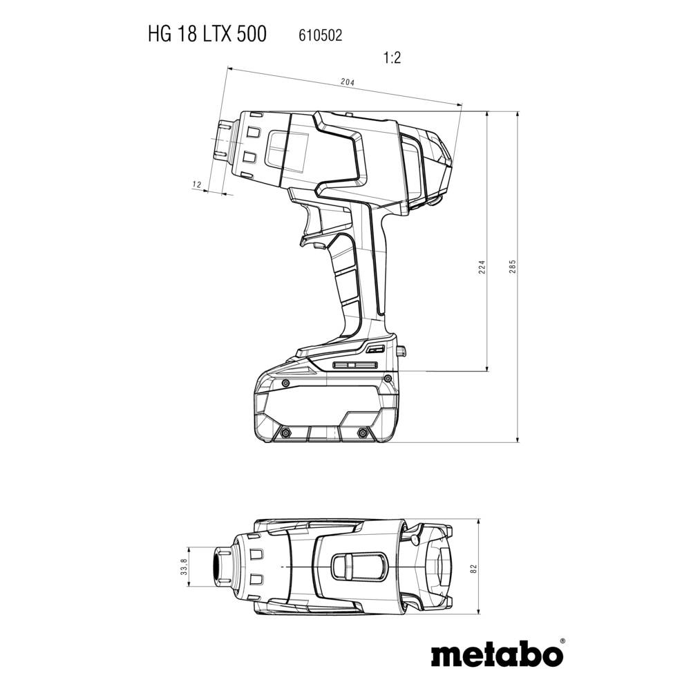 Metabo 610502850 HG 18 LTX 500 Heißluftgebläse ohne Akku