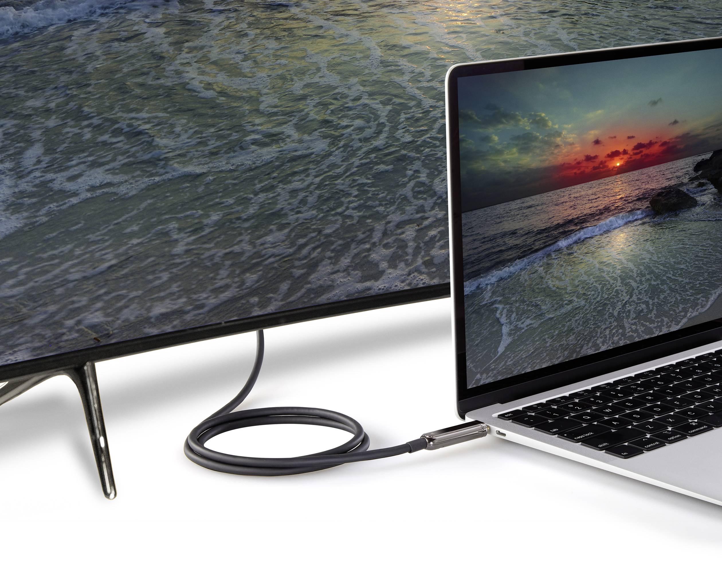 Renkforce USB-C® / HDMI Adapterkabel USB-C® Stecker, HDMI-A Stecker 10.00m Schwarz RF-4532668 USB-C®-Displaykabel