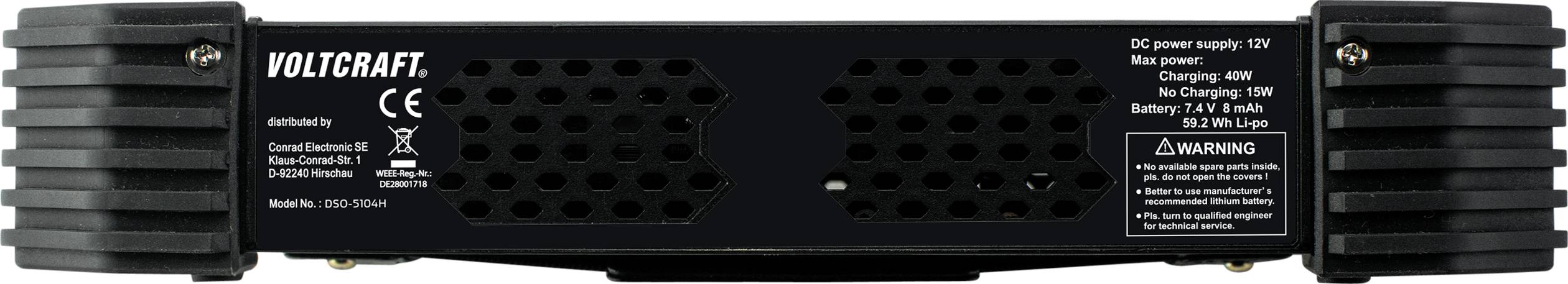 VOLTCRAFT DSO-5104H Hand-Oszilloskop 100MHz 4-Kanal 1 GSa/s 40 Mpts 14 Bit Digital-Speicher (DSO), Handgerät 1St.