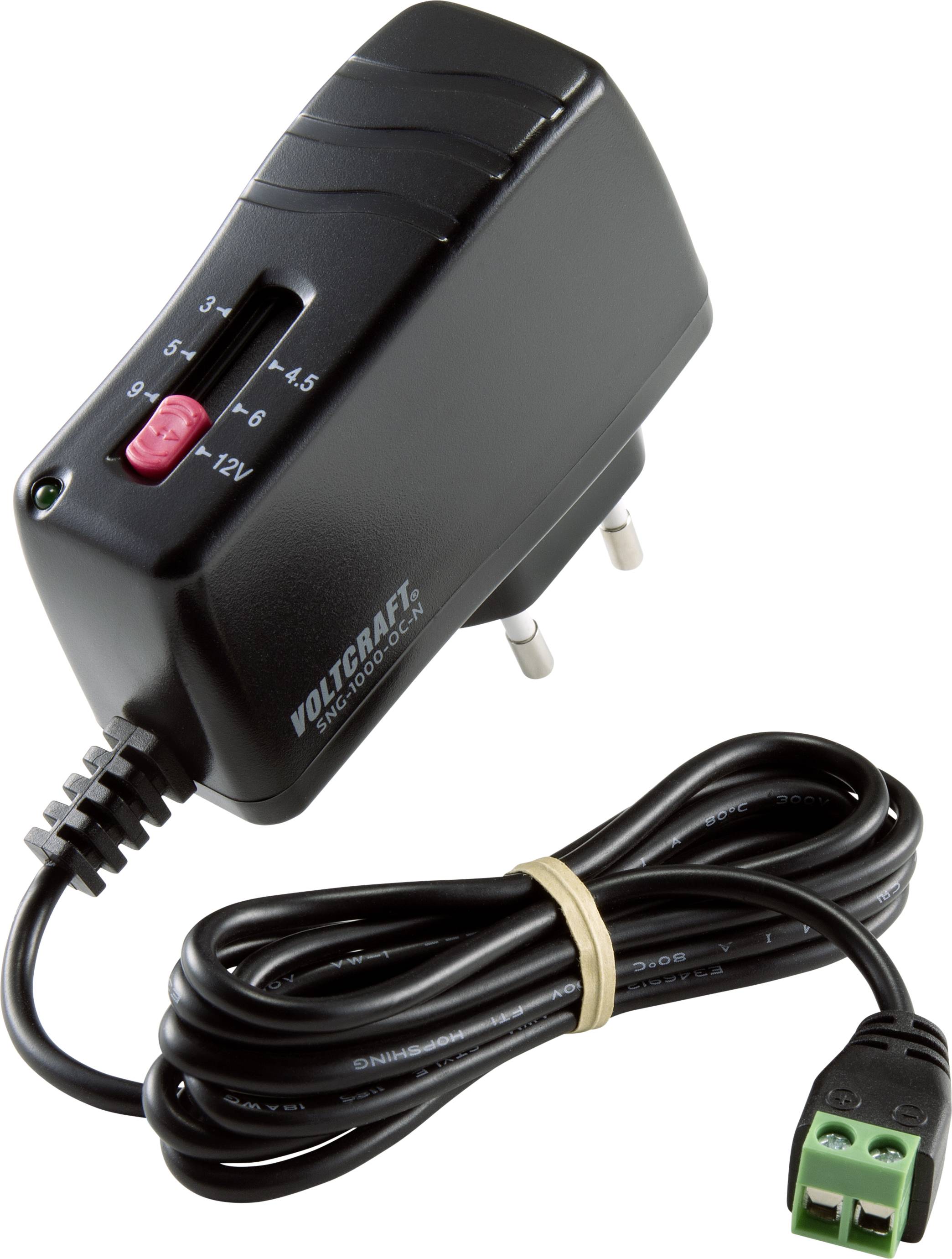 VOLTCRAFT SNG-1000-OC-N Steckernetzteil, einstellbar 3 V/DC, 4.5 V/DC, 5 V/DC, 6 V/DC, 9 V/DC, 12 V/DC 1A 12W Ausgangsspannung