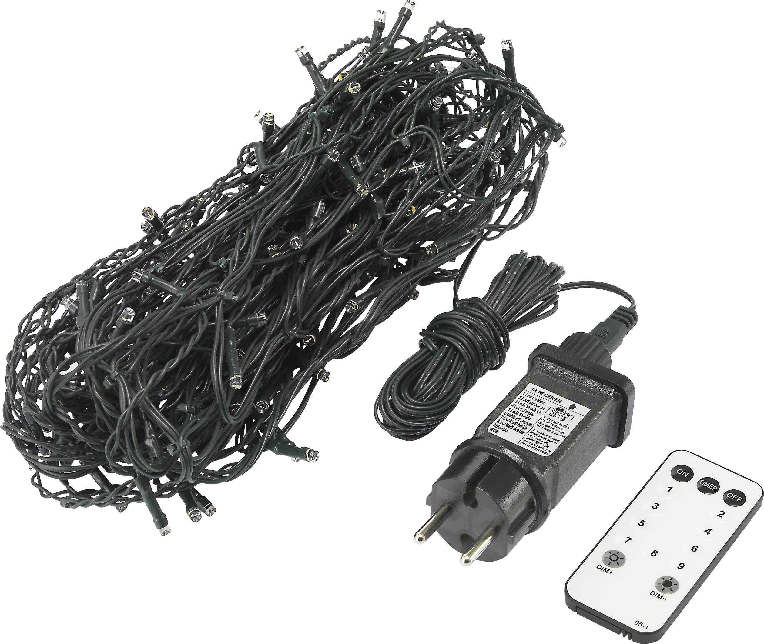 Sygonix Weihnachtsbaum-Beleuchtung Innen/Außen 230 V/50Hz 180 SMD LED Warmweiß, Kaltweiß Leuchtmodus einstellbar, mit